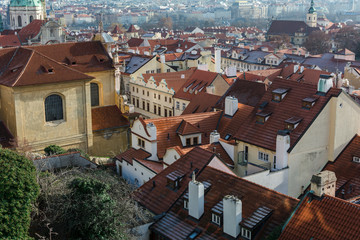 Red roofs of old town in Prague