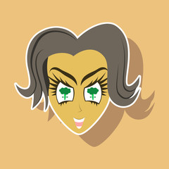 paper sticker on theme evil women