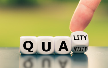 Quality over quantity. Hand turns a dice and changes the word 