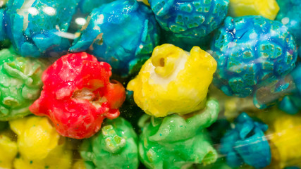 Fototapeta na wymiar Colorful popcorn close up