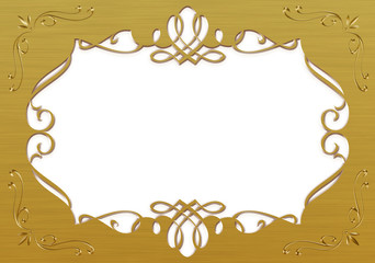 Metallic golden ornamental frame.  Vintage calligraphic decoration.