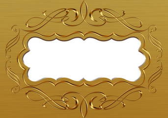 Metallic golden ornamental frame.  Vintage calligraphic decoration.