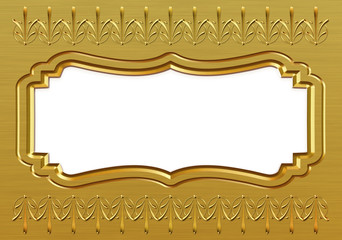 Metallic golden ornamental frame.  Vintage calligraphic decoration.