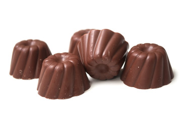 Group of Chocolates in shaped kouglofs on white background
