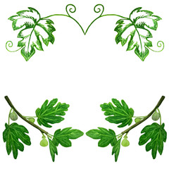 Fototapeta premium Watercolor floral frame with green leaves and branches