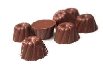 Group of Chocolates in shaped kouglofs on white background