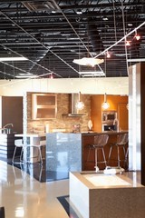 Model of contemporary kitchen in store