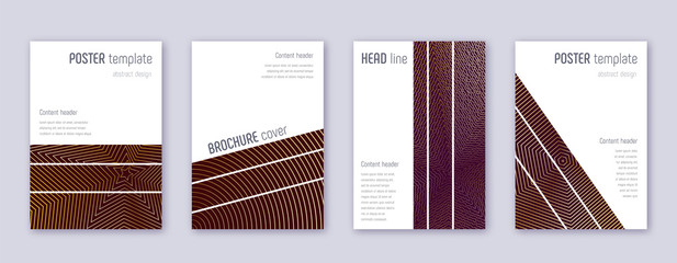 Geometric brochure design template set. Gold abstr