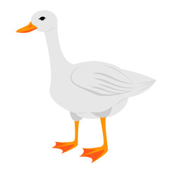 Cartoon goose. Vector illustration on a white background. Drawing for children.