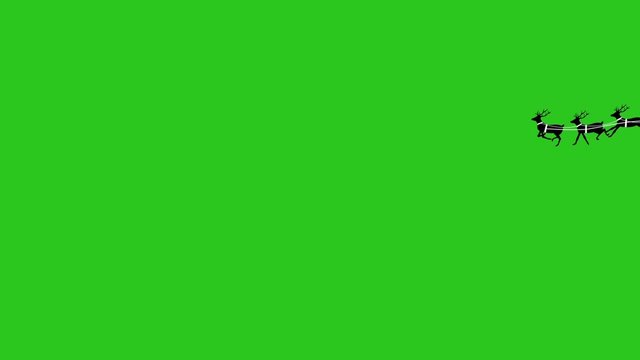 Santa Sleigh Silhouettes Green Screen Christmas 3D Rendering Animation