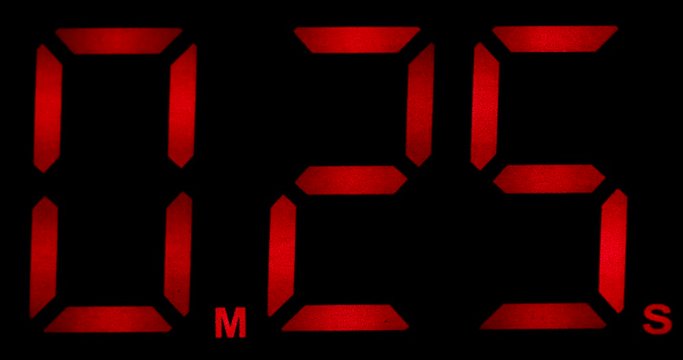 Countdown Clock Real 30 Seconds - Thirty Counting Down. From 30 To 0. Red Digits On Black Background - DCi 4K