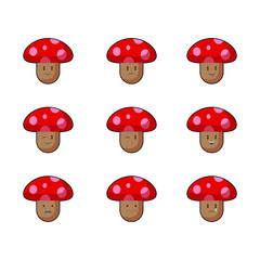 Vector illustration - Mushroom expression characters.