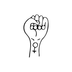 Woman fist. Gender-based female identity illustration. Icon of feminine belonging. Female sign. The fight for the right to equality. Girl power concept vector