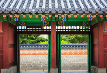 day time detail View of old Seoul Gyeongbokgung palace