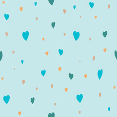 A seamless pattern with cute doodle repeating hearts for printing on fabric or paper, a vector stock illustration for romance wallpapers, web pages for girls or children