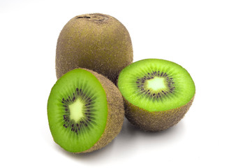 Fresh kiwi fruit on white background.