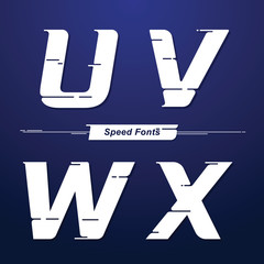 Alphabet Speed style in a set UVWX