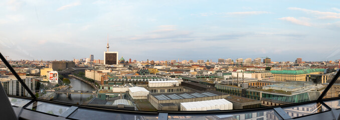 Panoramic view of Berlin city centre from Reichstag Dome (Parliament Building). Berlin, Germany.