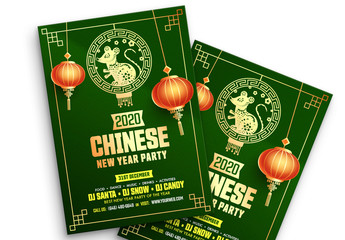  Green Party Flyer Layout for Chinese New Year Celebration