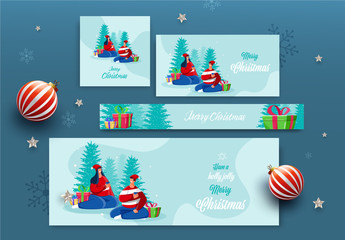 Christmas Social Media Set with Young Characters