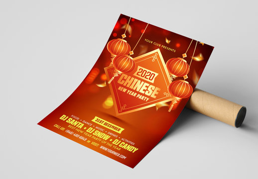 Party Flyer Layout for Chinese New Year Celebration