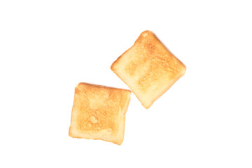 Tasty bread toasts isolated on white background