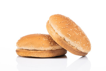 hamburger bread with sesame on white background