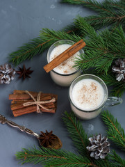 Winter and Christmas hot drink eggnog