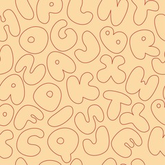 Seamless pattern. Chubby colored abc. Color cartoon lettering texture.