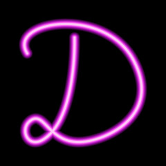 neon pink letter "D" on a black background