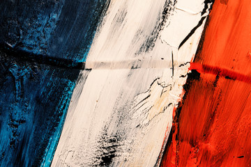 Background texture of retro painted wall with red white and blue colors