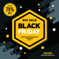 Black friday sale banner layout Vector design with abstract background, trendy and modern design