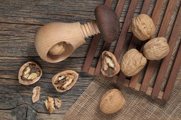 Walnuts and nutcracker