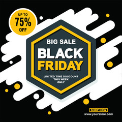 Black friday sale banner layout Vector design with abstract background, trendy and modern design