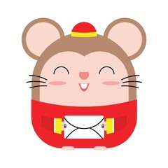 Happy Chinese New Year 2020. Rat Icon Chinese New Year 2020. Greeting card with cute character rat cartoon.