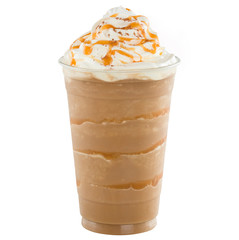 Frozen Coffee with Whipped Cream isolated on White