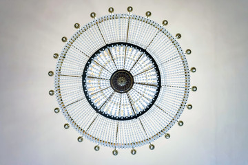 Bottom view of round modern designer chandelier