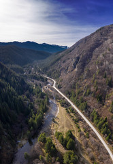 Fototapeta na wymiar View from drone to road in mountain
