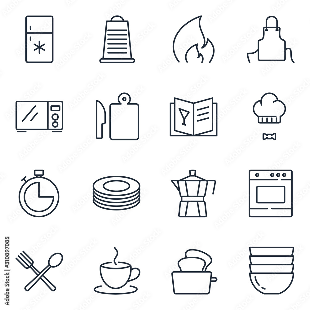 Aufkleber set Cooking icon template color editable. Kitchen pack symbol vector sign isolated on white background illustration for graphic and web design.