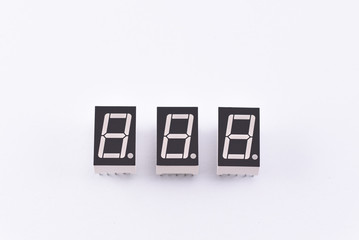 electronics component led display 7 segments on the white background
