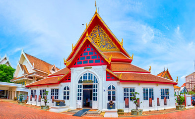 The facade of the Siwamokkhaphiman Hall in National Museum of Bangkok, Thailand