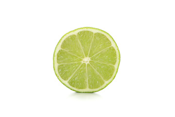 Half of juicy ripe lime isolated on white background