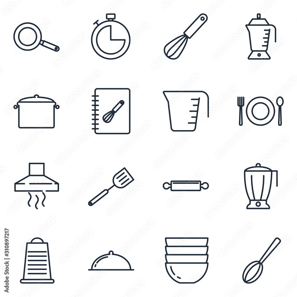 Poster set cooking icon template color editable. kitchen pack symbol vector sign isolated on white backgrou