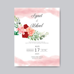 beautiful and elegant flower and leaves wedding invitation
