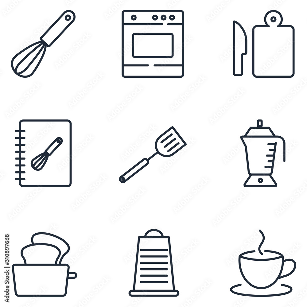 Poster set cooking icon template color editable. kitchen pack symbol vector sign isolated on white backgrou