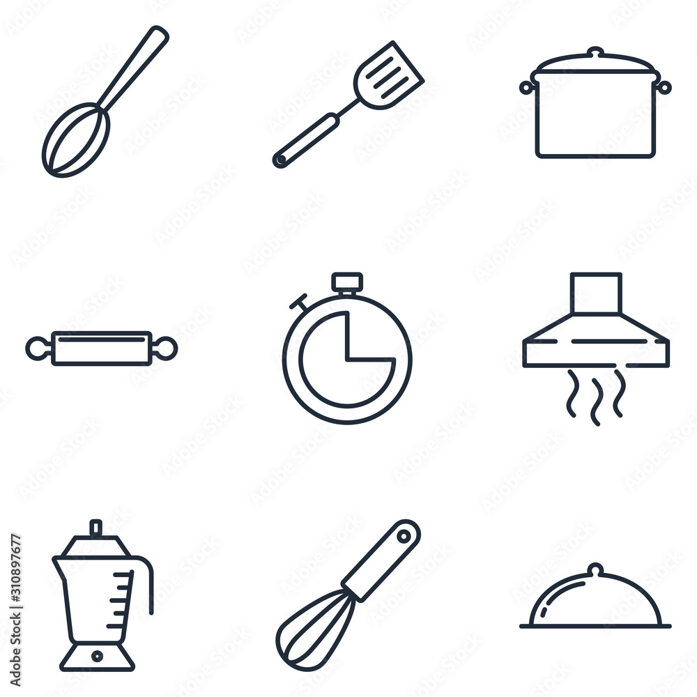 Poster set Cooking icon template color editable. Kitchen pack symbol vector sign isolated on white background illustration for graphic and web design.