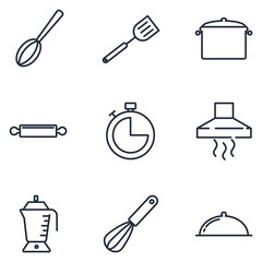 set Cooking icon template color editable. Kitchen pack symbol vector sign isolated on white background illustration for graphic and web design.