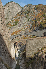 Teufelsbrücke in der Schöllenenschlucht, Andermatt, Uri, Schweiz