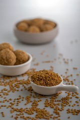 Fenugreek Laddu Made From Fenugreek Seeds, Saunf And Jaggery, or Methi Ke Laddu  or Methi ki Pinni