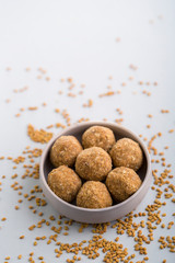 Fenugreek Laddu Made From Fenugreek Seeds, Saunf And Jaggery, or Methi Ke Laddu  or Methi ki Pinni